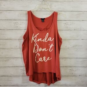 Rue 21 Kinda Don't Care Hi Low Tank Top Size Medium